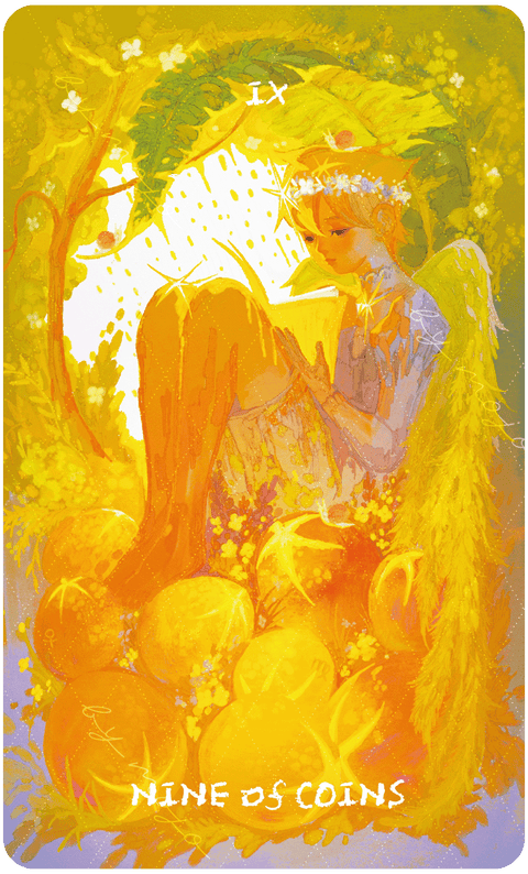 Lux & 78 Nocturnal Veils Tarot – Nine of Coins