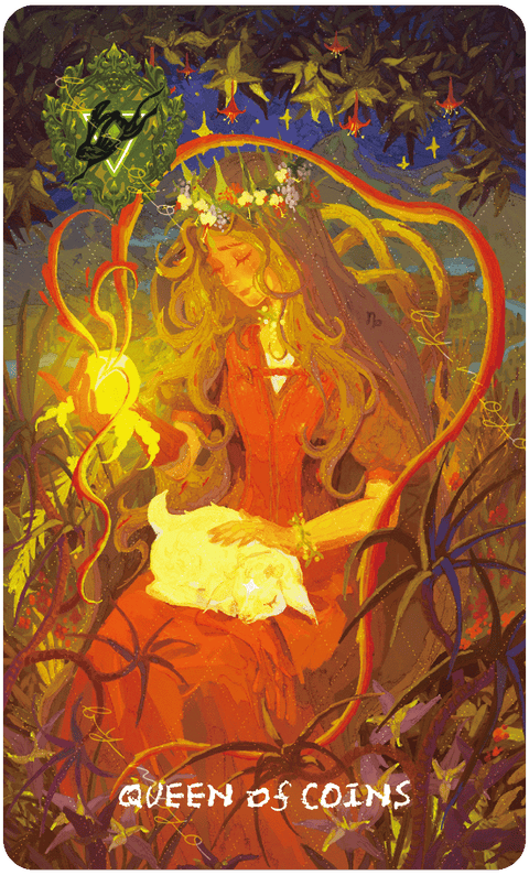 Lux & 78 Nocturnal Veils Tarot – Queen of Coins