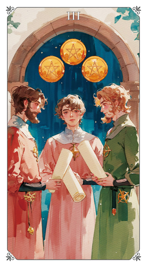 Magna Bloom Tarot – Three of Pentacles