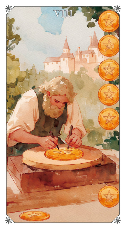 Magna Bloom Tarot – Eight of Pentacles