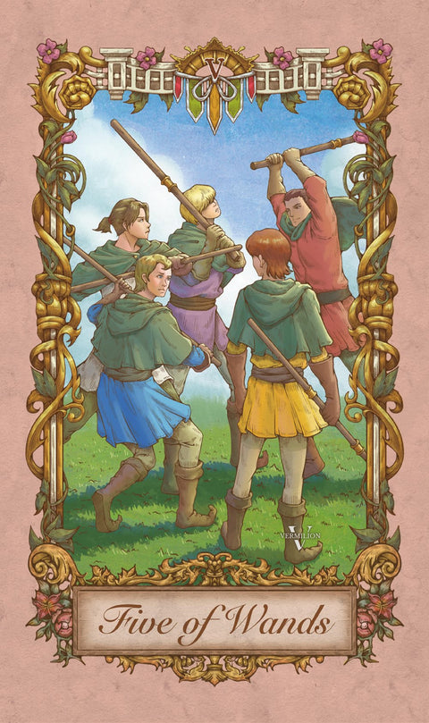 Medieval Secrets Tarot – Five of Wands
