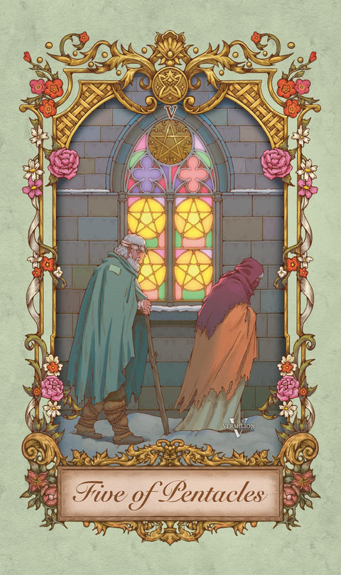 Medieval Secrets Tarot – Five of Pentacles