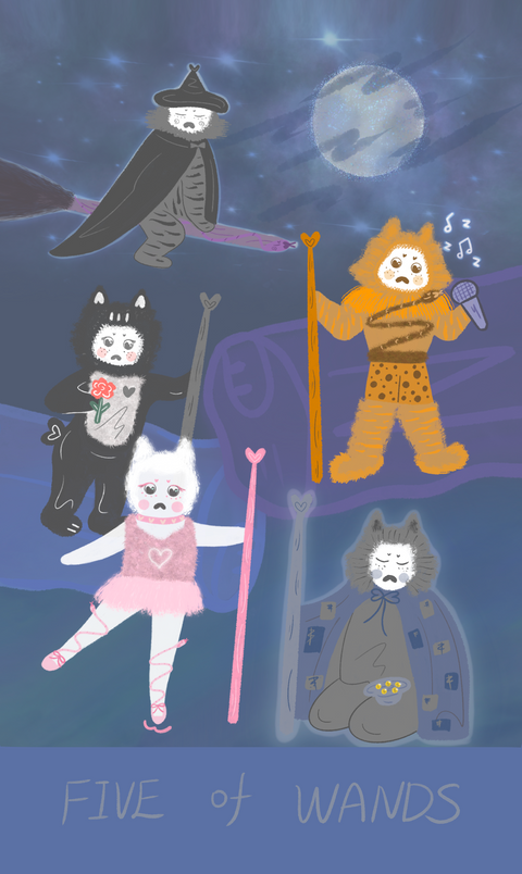 Mr. Butter Tarot – Five of Wands