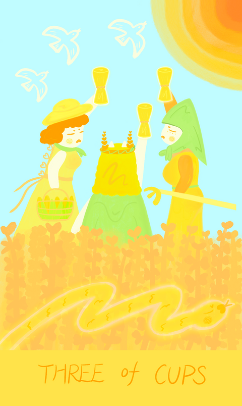 Mr. Butter Tarot – Three of Cups
