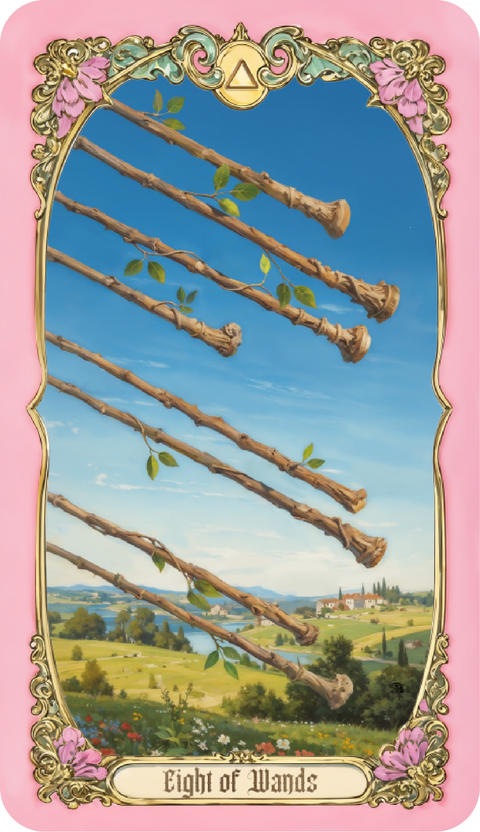 Renaissance Fantasy Tarot – Eight of Wands
