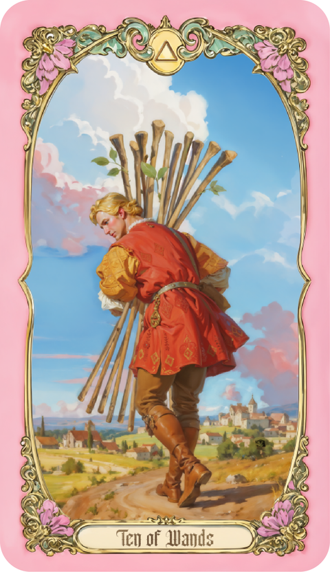 Renaissance Fantasy Tarot – Ten of Wands