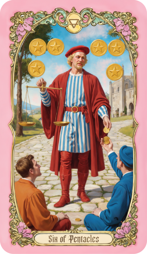 Renaissance Fantasy Tarot – Six of Pentacles