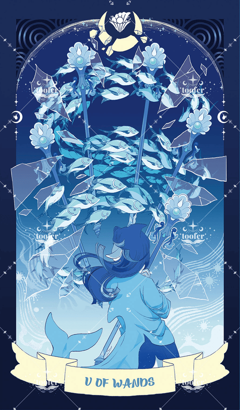 Sea in Moonlight Tarot – Five of Wands