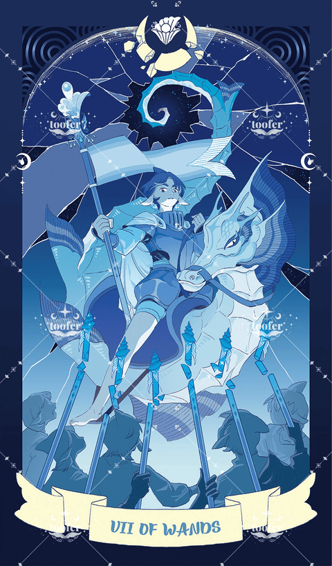 Sea in Moonlight Tarot – Seven of Wands