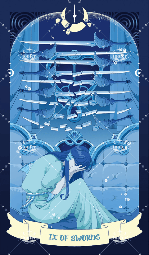 Sea in Moonlight Tarot – Nine of Swords