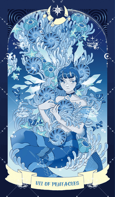 Sea in Moonlight Tarot – Seven of Pentacles