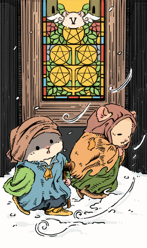 Shushu Tarot – Five of Pentacles