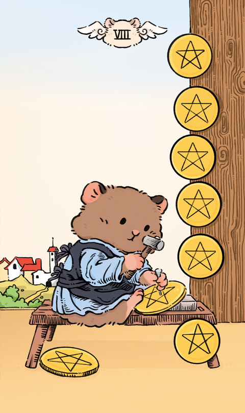 Shushu Tarot – Eight of Pentacles