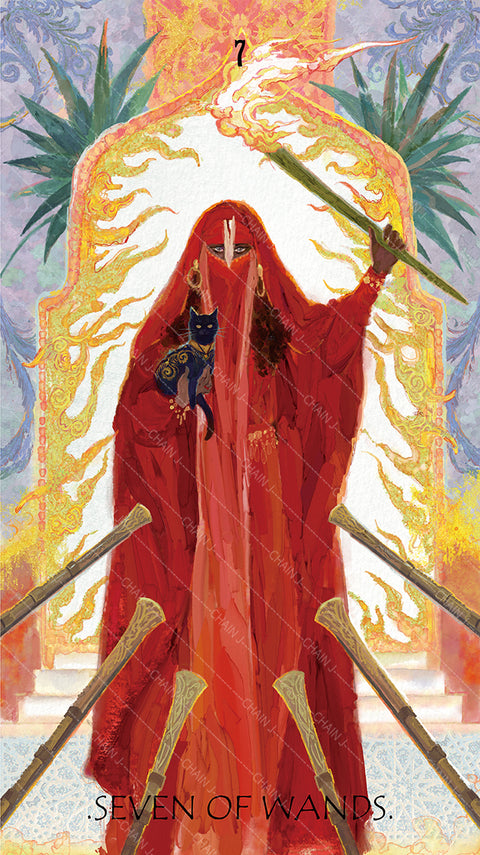 The Whisper of Stars and Garden Tarot – Seven of Wands