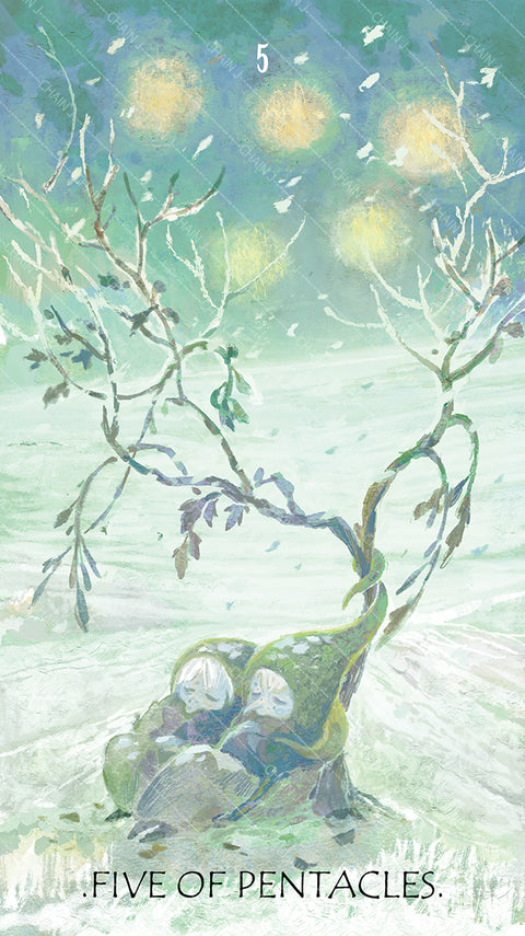 The Whisper of Stars and Garden Tarot – Five of Pentacles