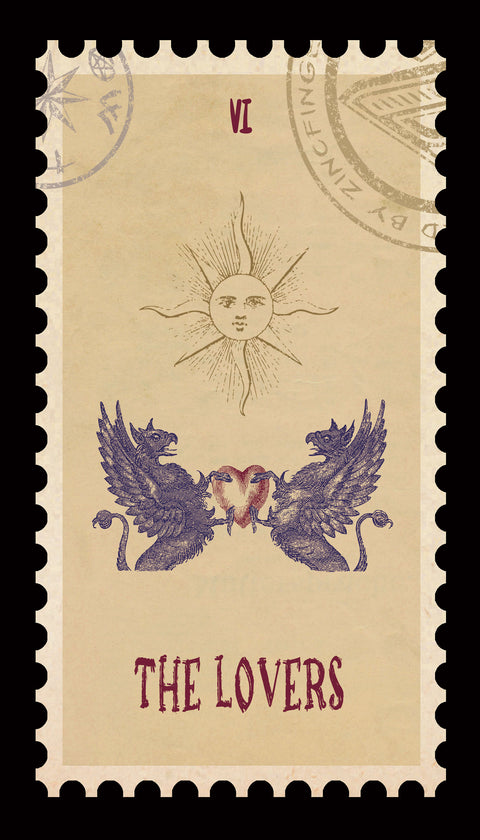 Vintage Stamp Tarot – The Lovers