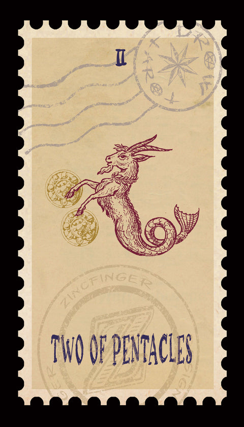 Vintage Stamp Tarot – Two of Pentacles