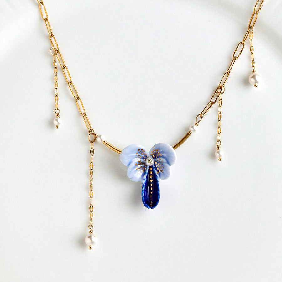 YIHE Ceramic Necklace "Blue Butterfly"
