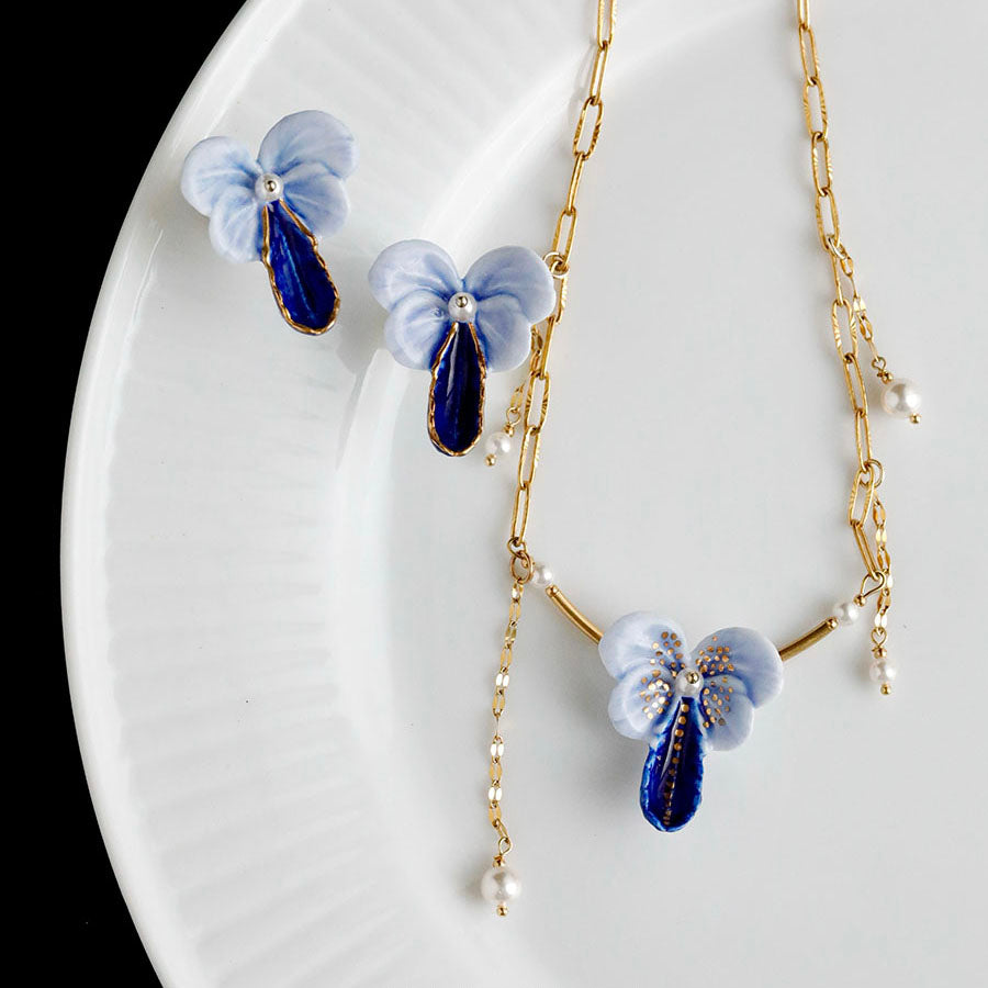 YIHE Ceramic Necklace "Blue Butterfly"