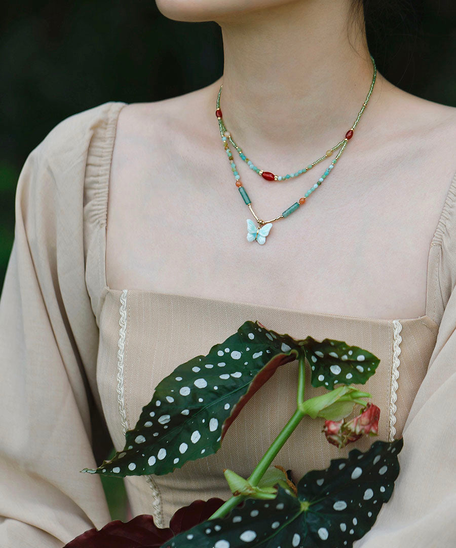 YIHE Ceramic Necklace "Buddha's Butterfly"