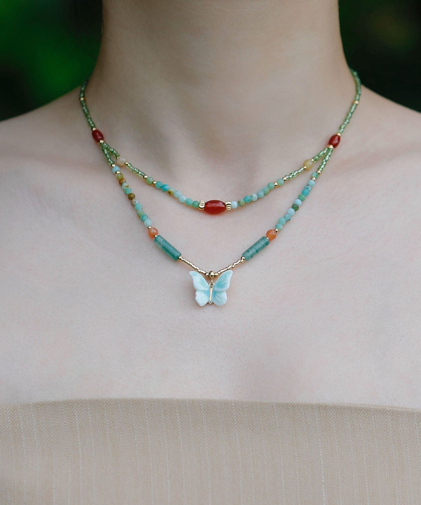 YIHE Ceramic Necklace "Buddha's Butterfly"