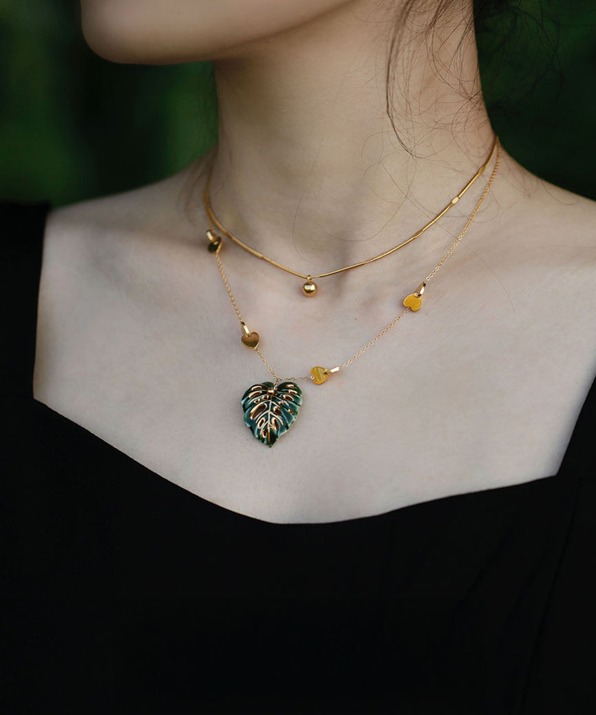 YIHE Ceramic Necklace "Monstera Leaf"