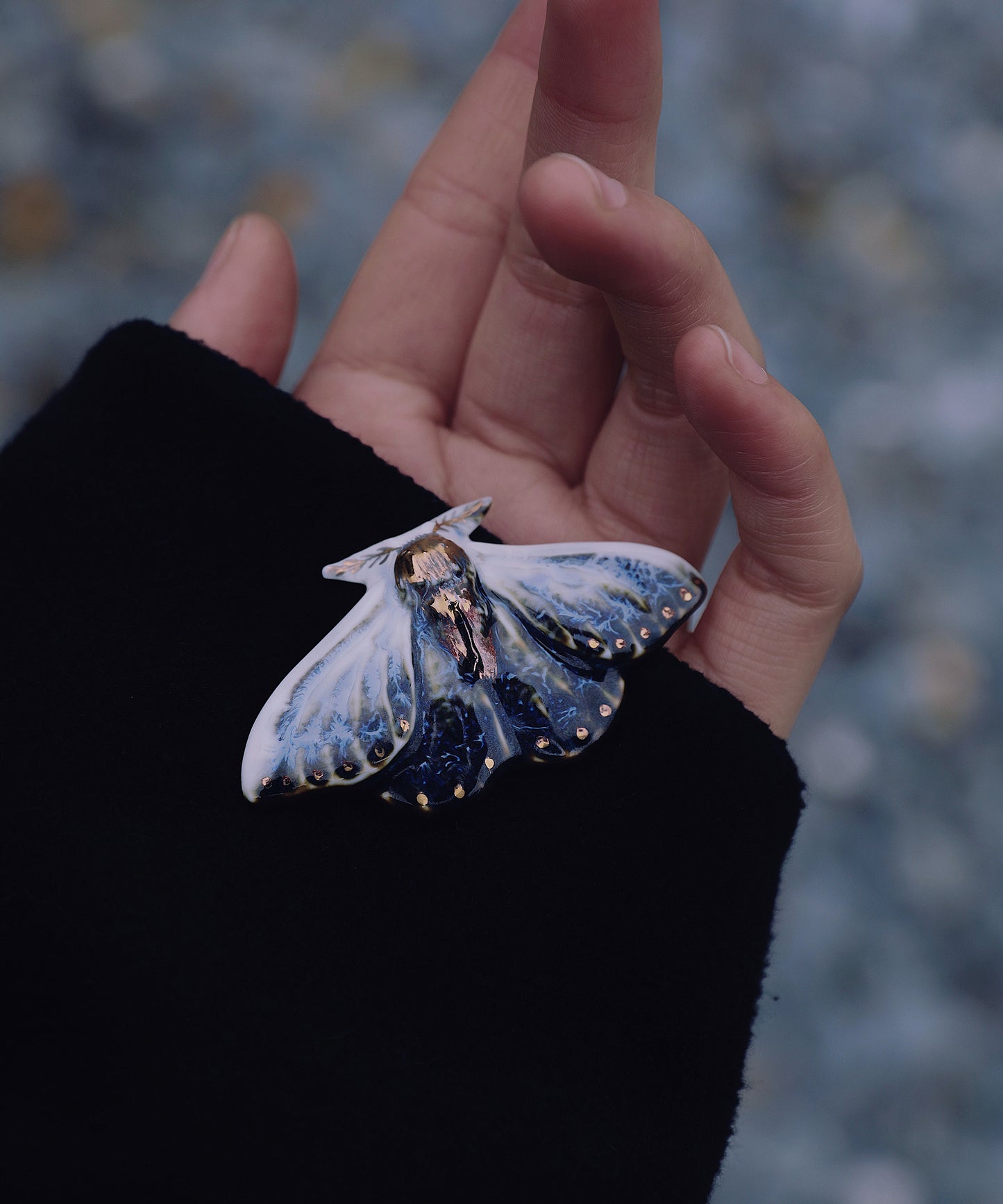 YIHE Ceramic Accessories "Blue Tiger Moth"
