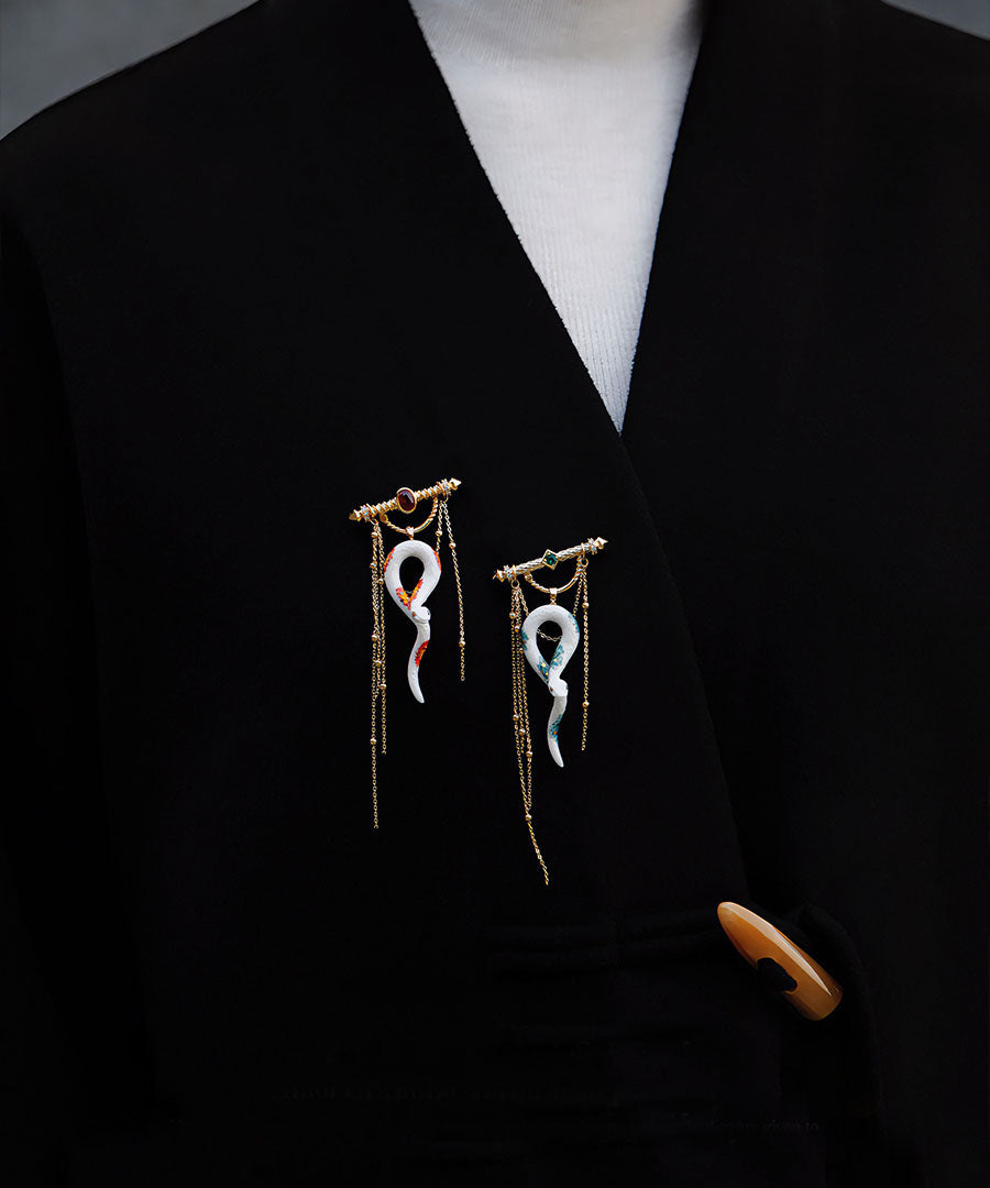 YIHE Ceramic Brooches "Spiritual Snake"