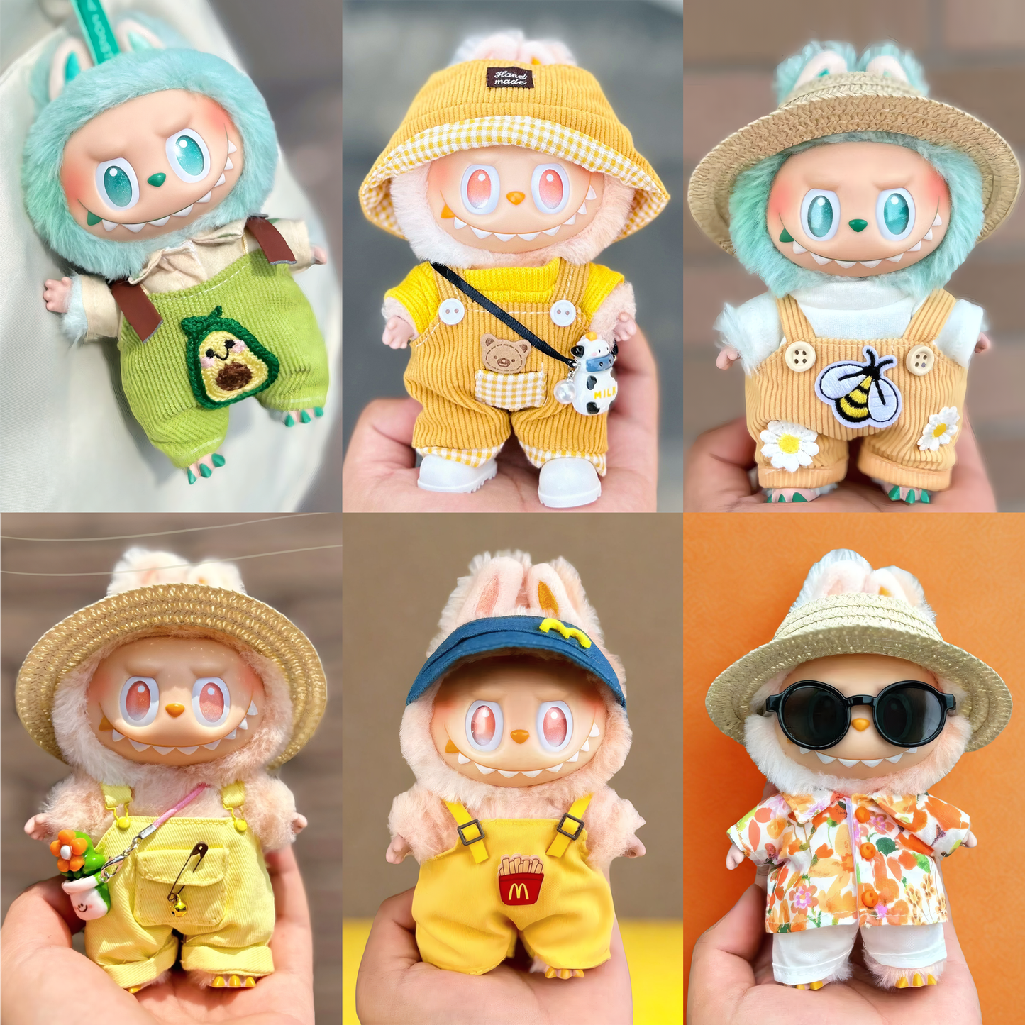 Handmade Clothes for Labubu & 15-17 cm Dolls "Overall Good"