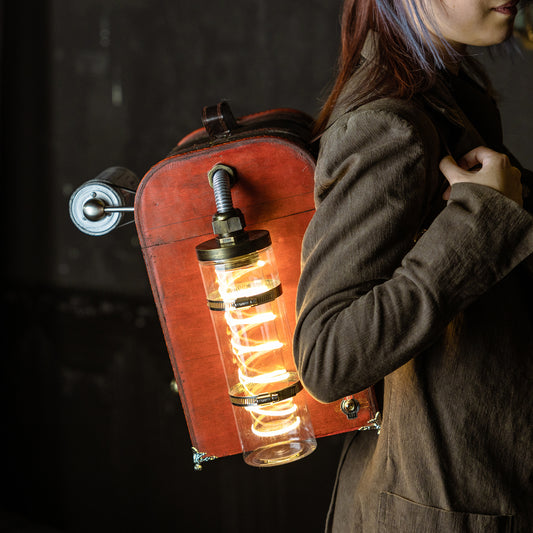 "Matchbox" Handcrafted Steampunk Backpack with Gauges & Lights