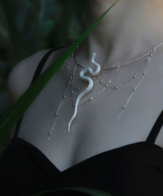 YIHE Ceramic Necklace "White Snake"
