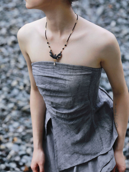 YIHE Ceramic Necklace "Golden Eagle"