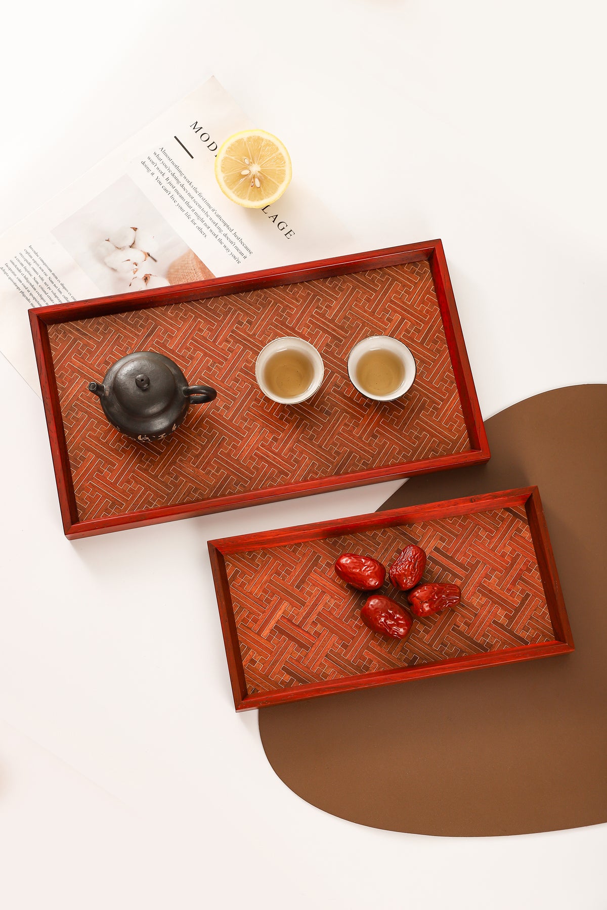 Marquetry Wooden Serving Tray by LEYIN