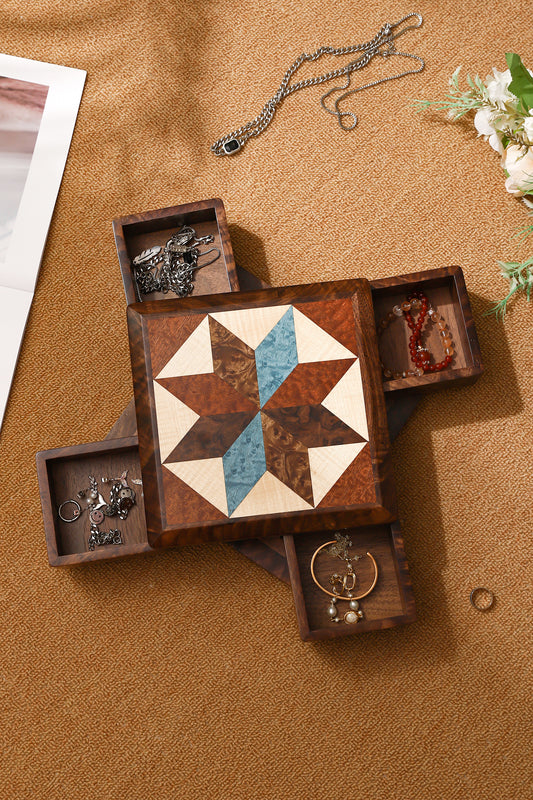 Rotating Multi-Drawer Wooden Jewelry Box by LEYIN