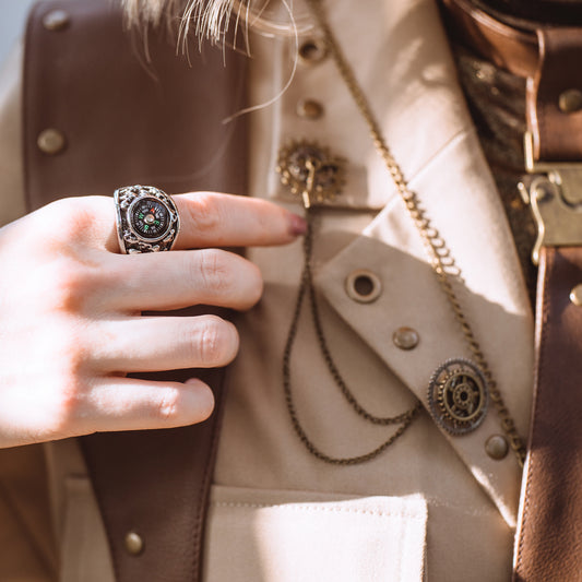 Miss Guidance Handcrafted Steampunk Compass Ring