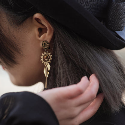 Tiger's Eyes Handcrafted Steampunk Drop Earrings