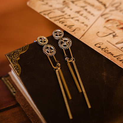 The Timekeeper Handcrafted Steampunk Dangle Earrings