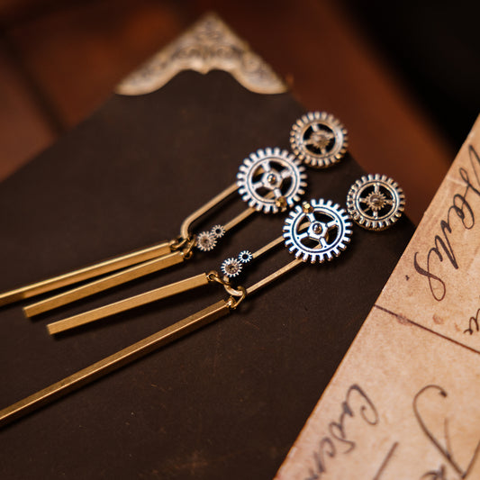 The Timekeeper Handcrafted Steampunk Dangle Earrings