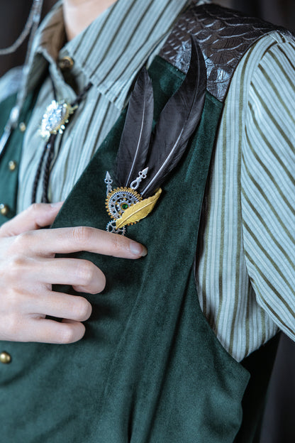 Lord of Mysteries Amon Series "Raven Feather" Handcrafted Steampunk Brooch