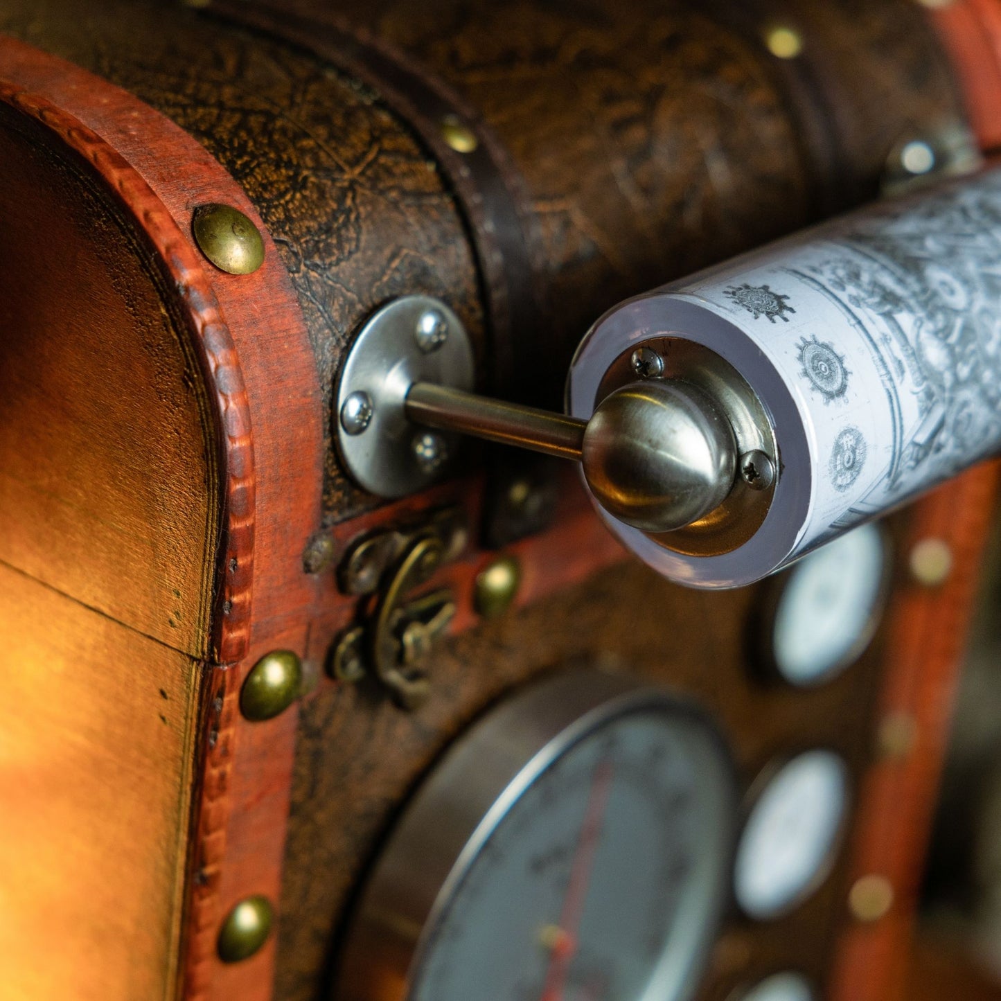 Steampunk Vintage Luggage Backpack | Dashboard Wooden Box Backpack