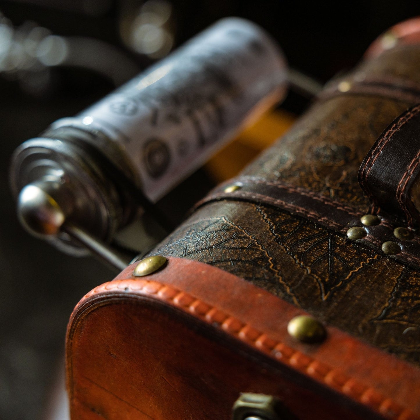 Steampunk Vintage Luggage Backpack | Dashboard Wooden Box Backpack