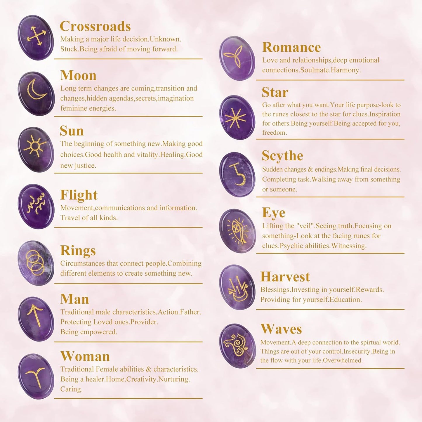 Witch's Cast Hybrid Crystal Rune Stones (13-Piece, Oval)