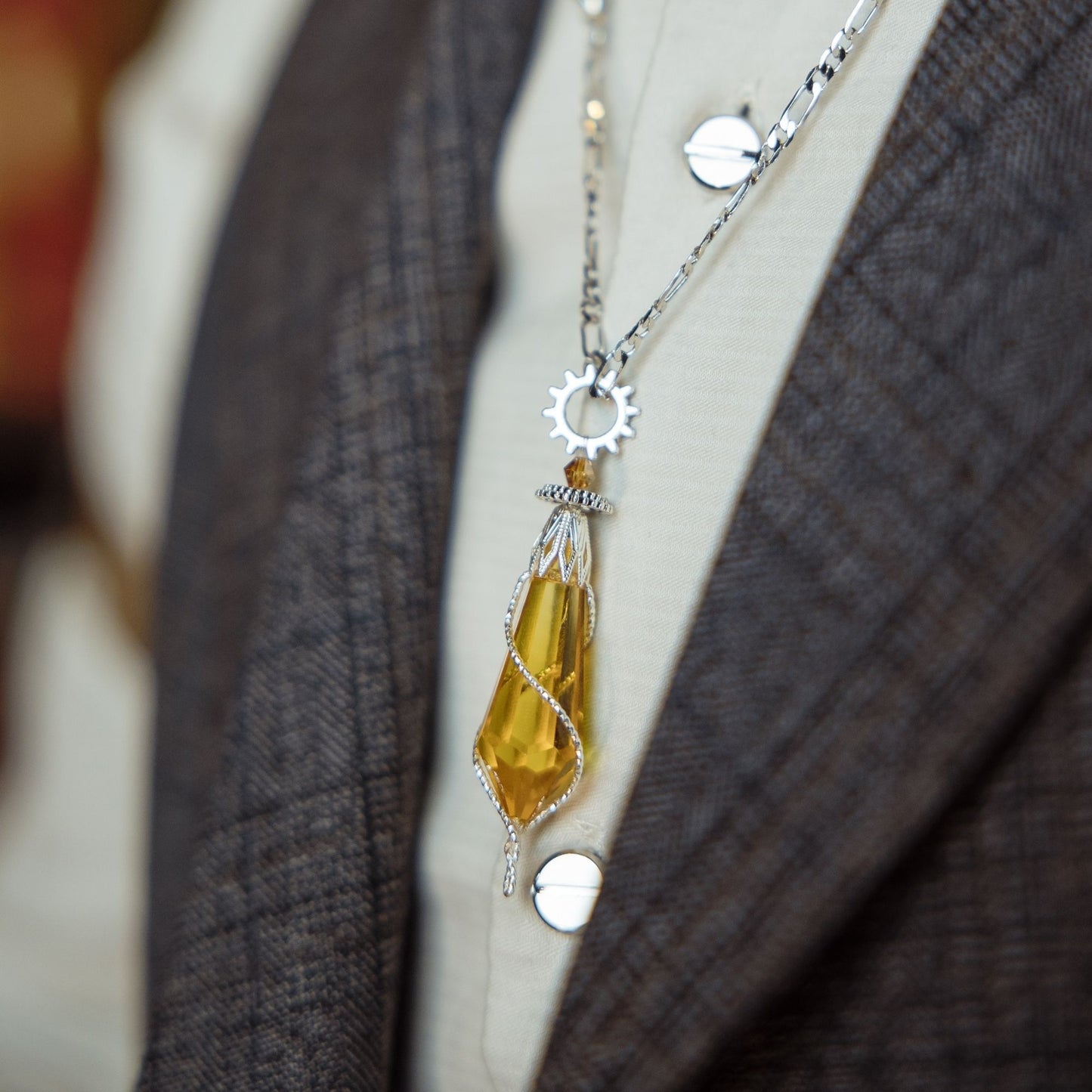 Lord of the Mysteries Klein Series Yellow Crystal Pendulum Necklace