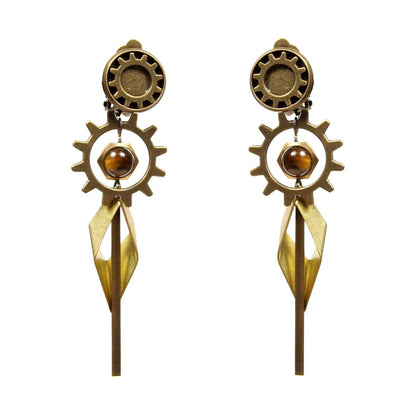 Tiger's Eyes Handcrafted Steampunk Drop Earrings