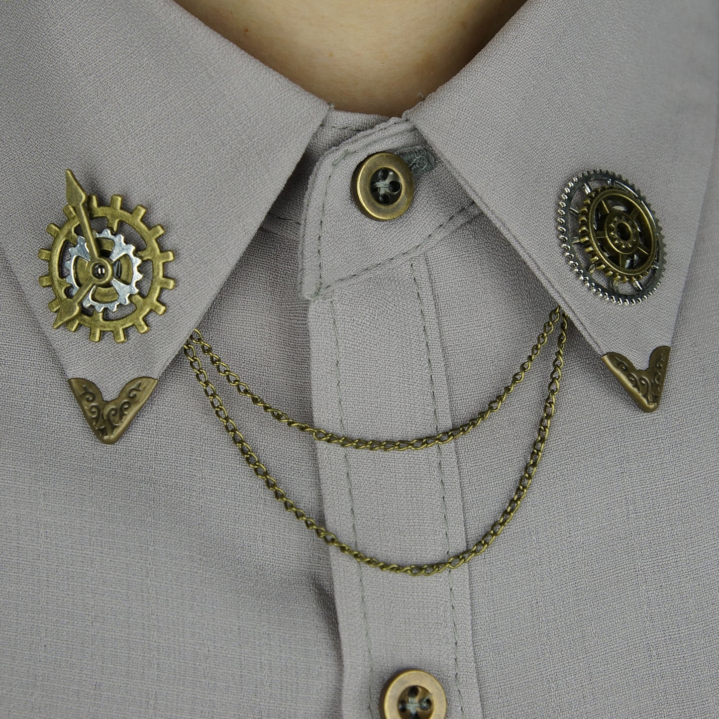 Twin Dial Handcrafted Steampunk Collar Chain