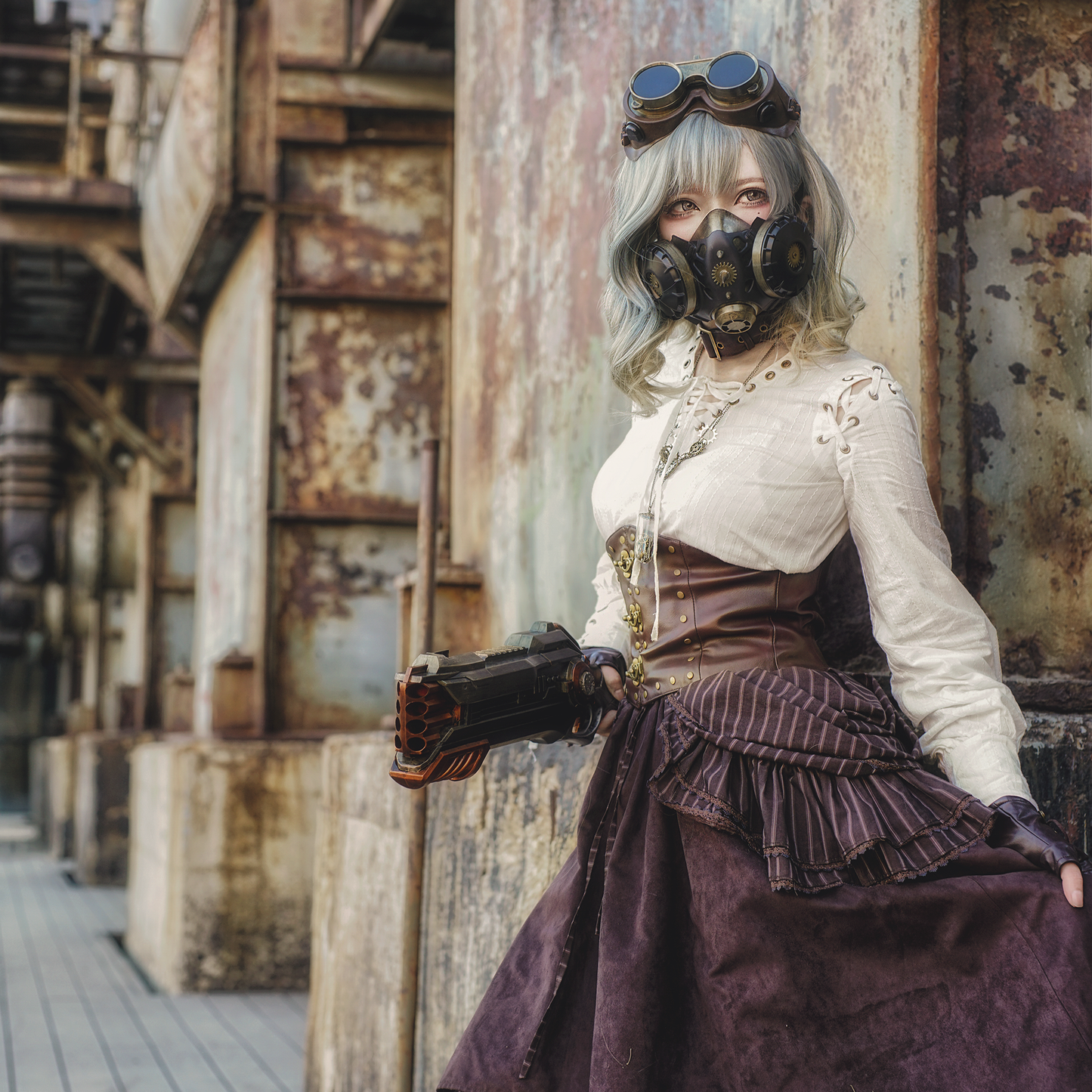 Handcrafted Steampunk Mask & Goggles "Good Neighbor"