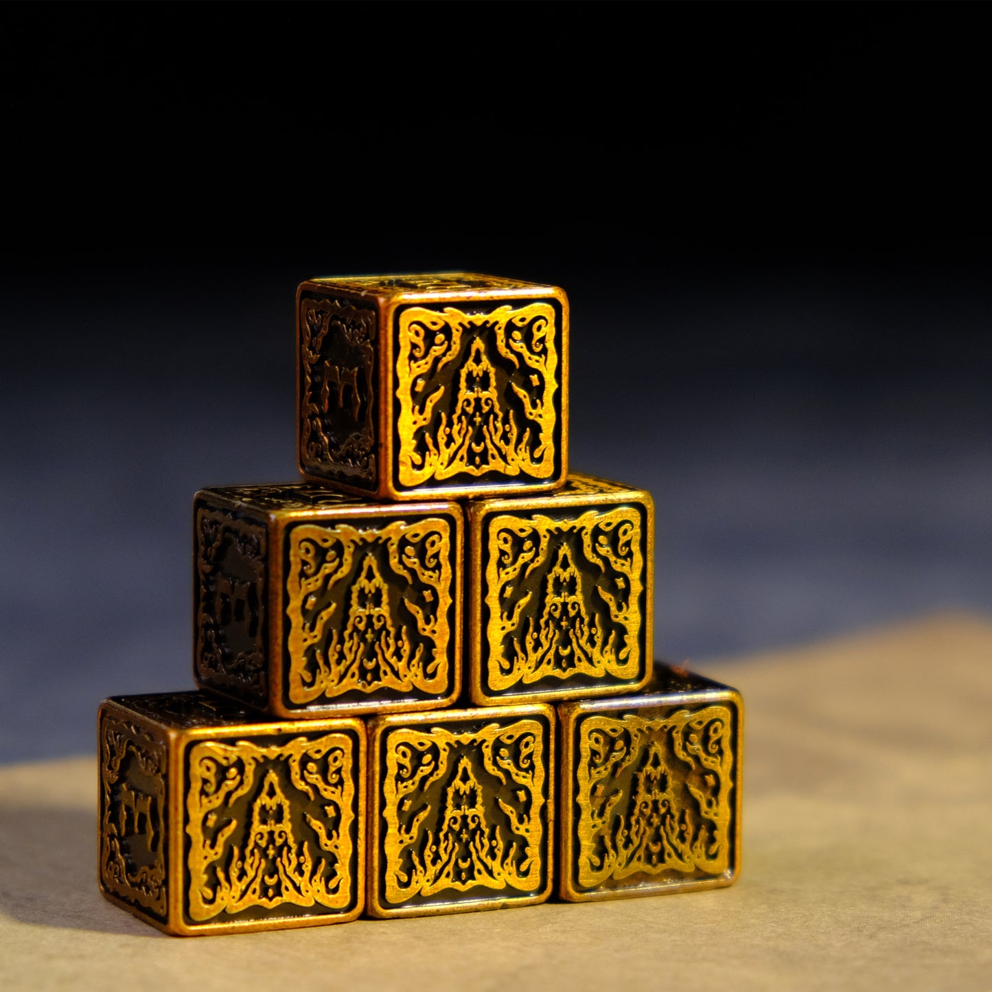 Yellow Harbinger Hastur D6 Metal Dice