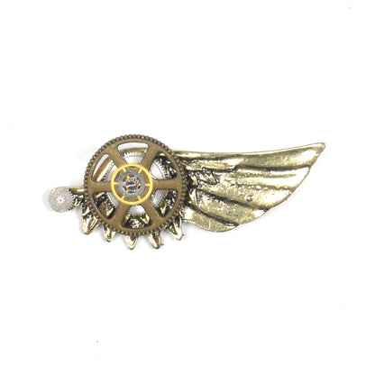 Winged Gear of Eternity Handcrafted Steampunk Metal Pin