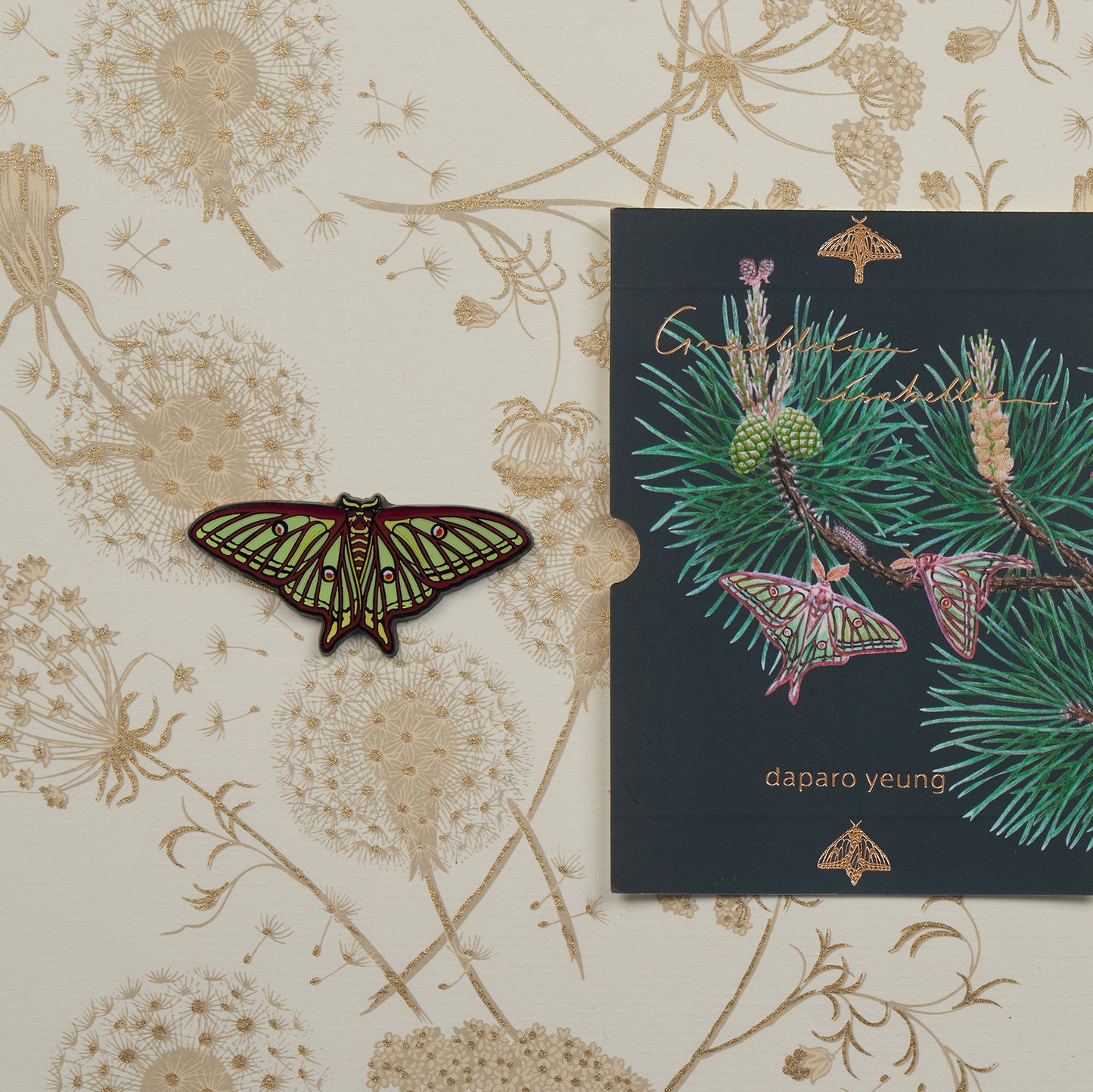 daparo Glow-in-the-Dark Enamel Pins "Spanish Moon Moth"