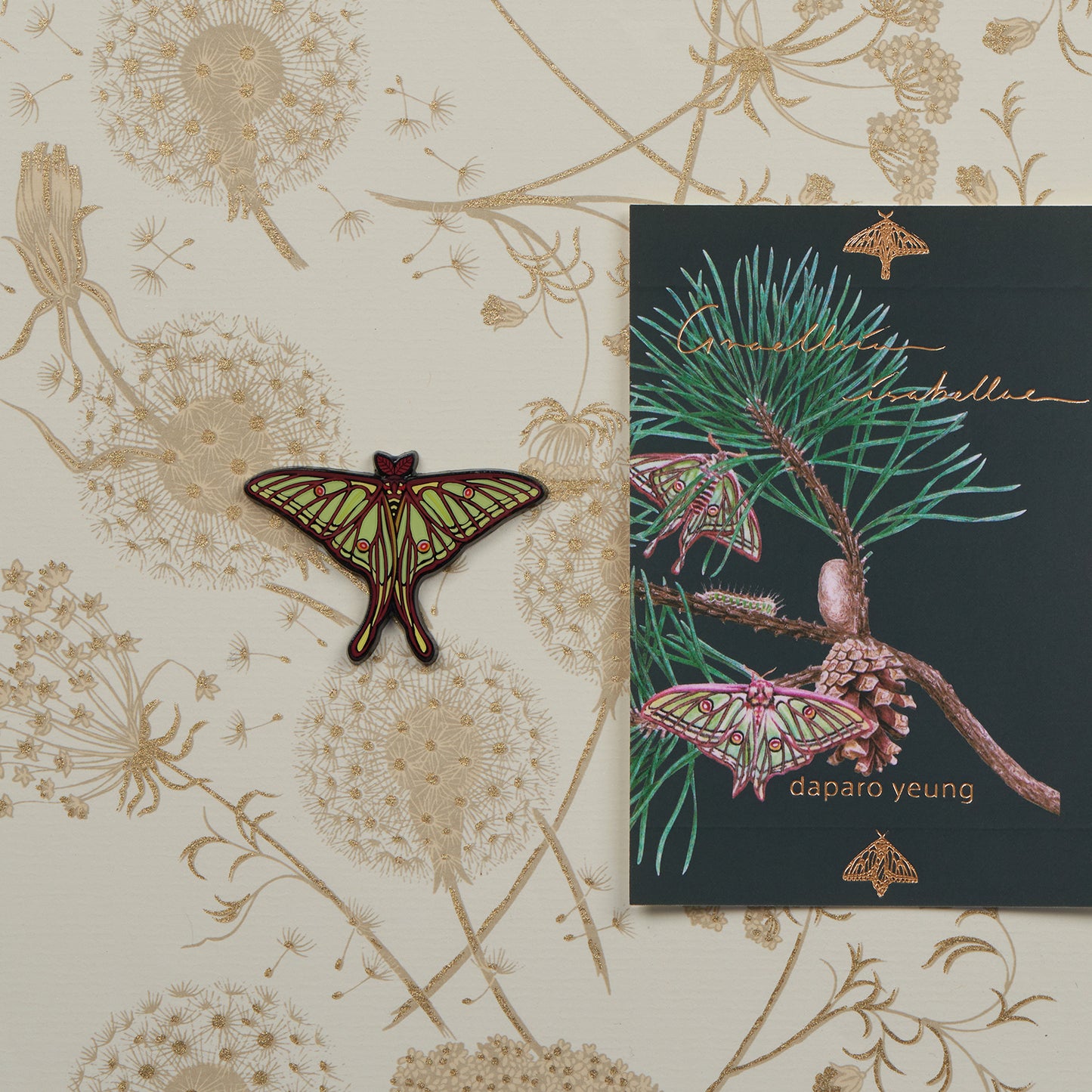 daparo Glow-in-the-Dark Enamel Pins "Spanish Moon Moth"